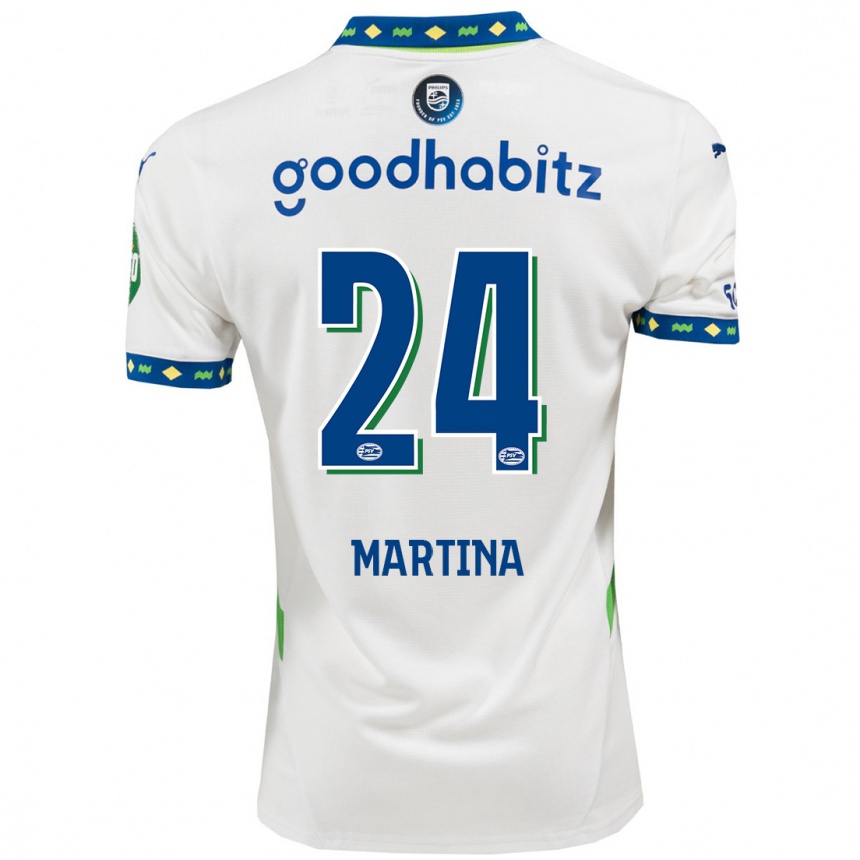 Niño Fútbol Camiseta Shijona Martina #24 Blanco Azul Oscuro Equipación Tercera 2024/25 México