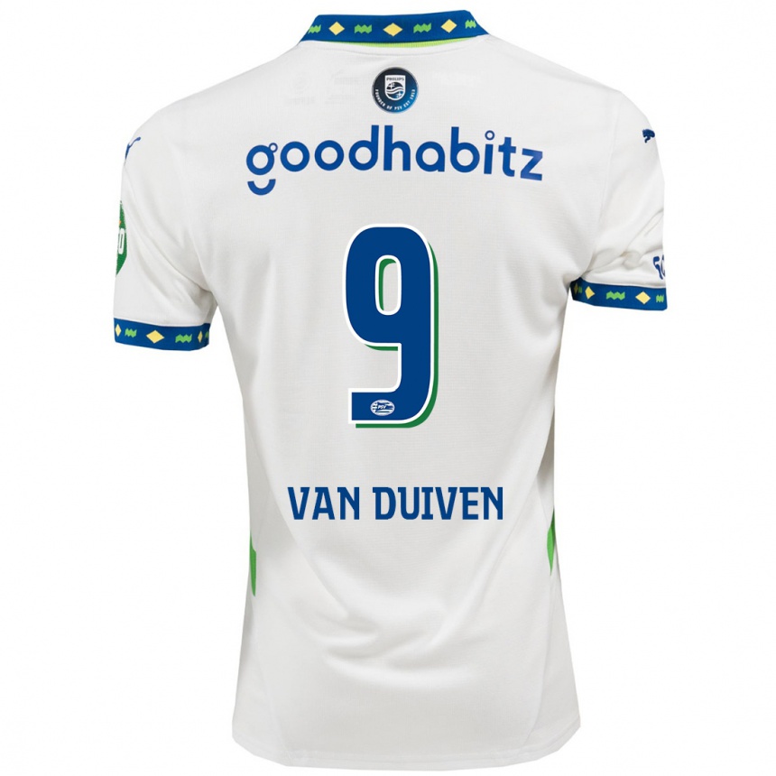 Niño Fútbol Camiseta Jason Van Duiven #9 Blanco Azul Oscuro Equipación Tercera 2024/25 México