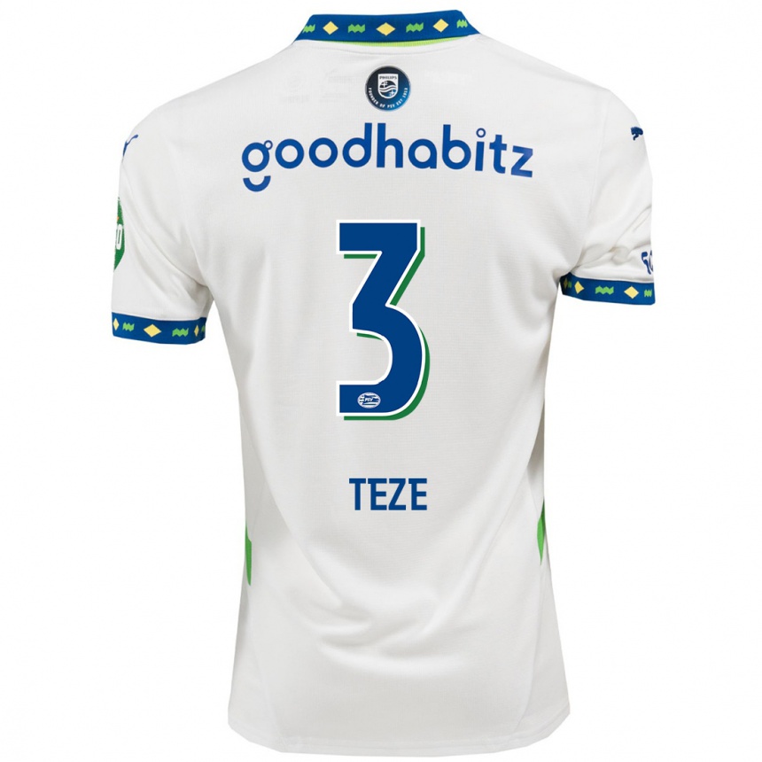 Niño Fútbol Camiseta Jordan Teze #3 Blanco Azul Oscuro Equipación Tercera 2024/25 México