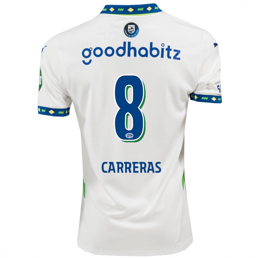 Niño Fútbol Camiseta Georgina Carreras #8 Blanco Azul Oscuro Equipación Tercera 2024/25 México