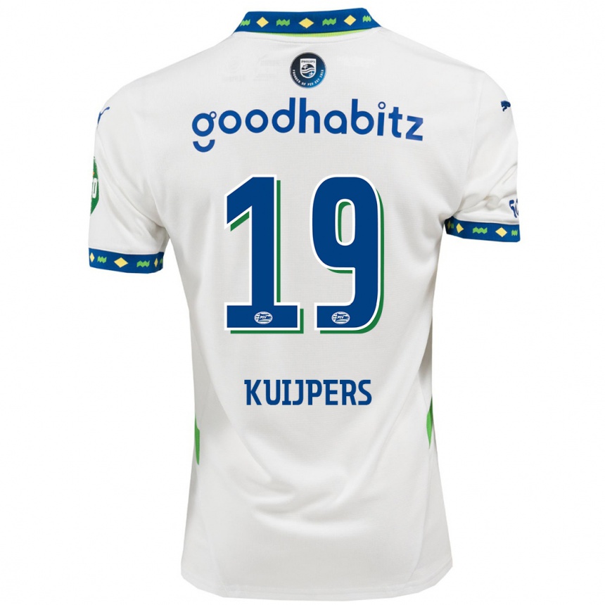 Niño Fútbol Camiseta Jeslynn Kuijpers #19 Blanco Azul Oscuro Equipación Tercera 2024/25 México