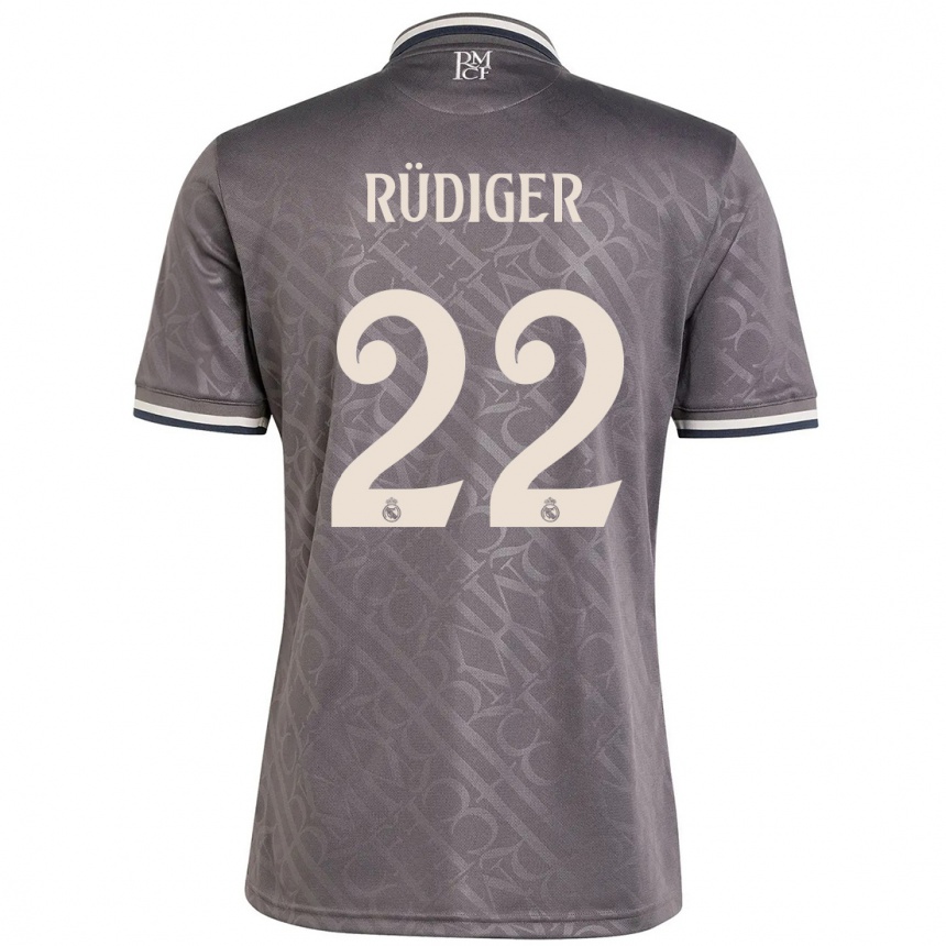 Niño Fútbol Camiseta Antonio Rudiger #22 Carbón Equipación Tercera 2024/25 México