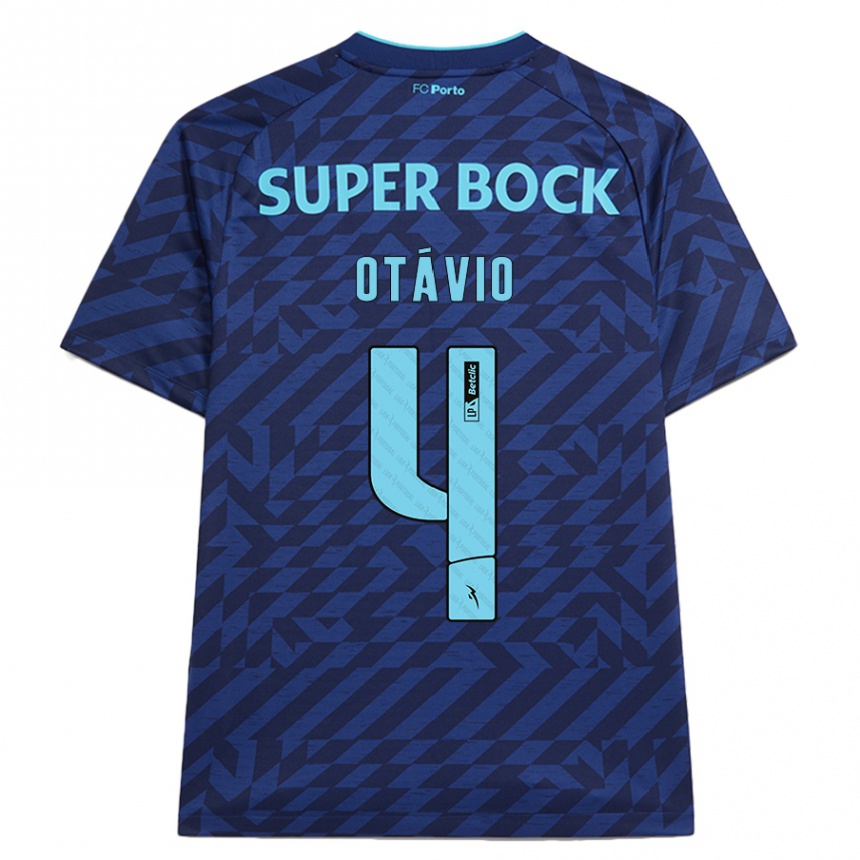 Niño Fútbol Camiseta Otávio #4 Azul Marino Equipación Tercera 2024/25 México