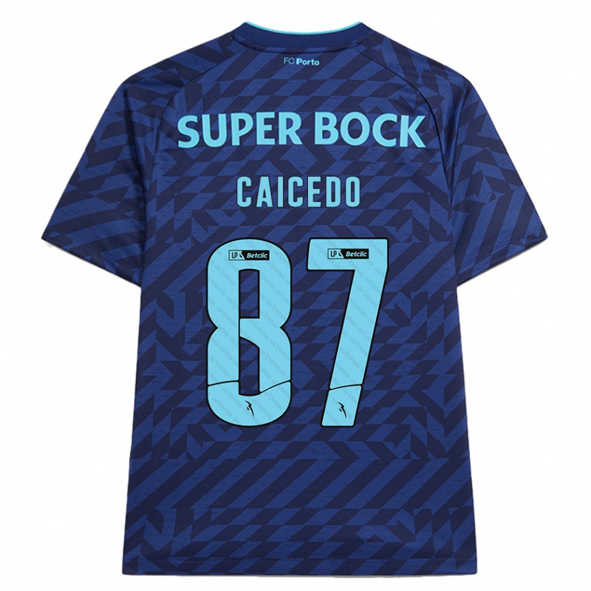 Niño Fútbol Camiseta Brayan Caicedo #87 Azul Marino Equipación Tercera 2024/25 México