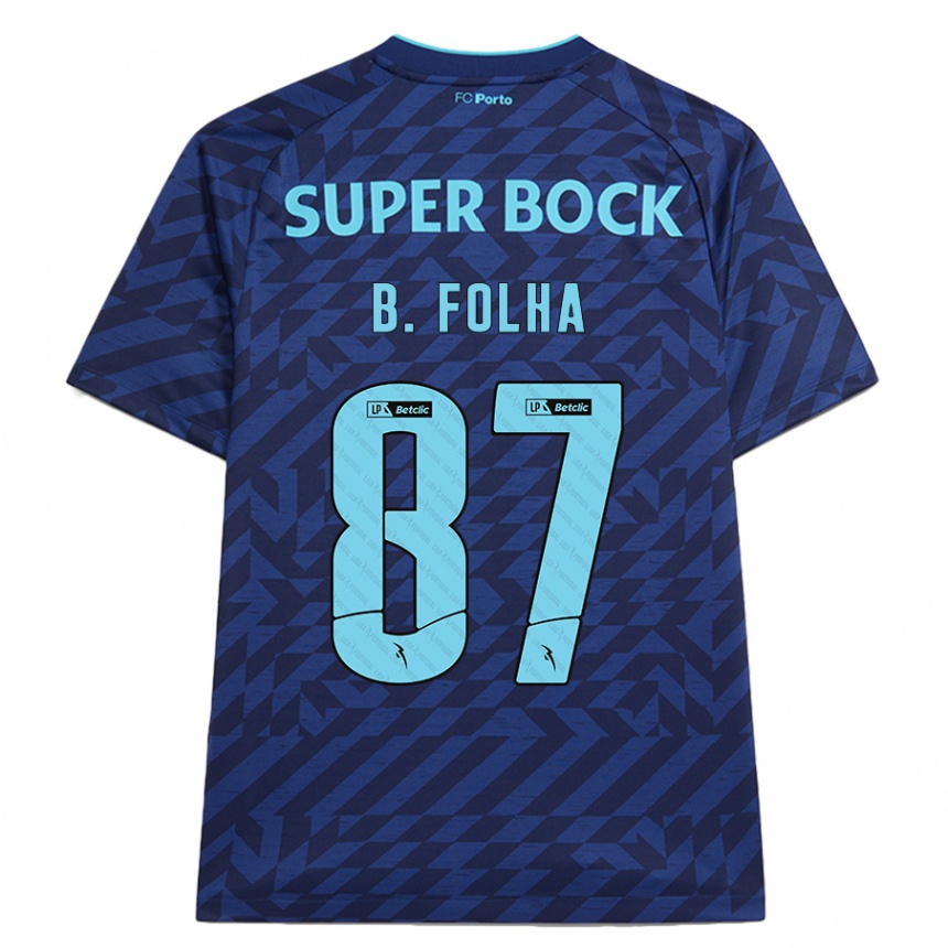 Niño Fútbol Camiseta Bernardo Folha #87 Azul Marino Equipación Tercera 2024/25 México