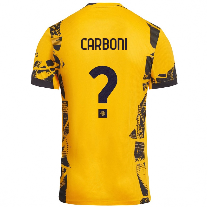 Niño Fútbol Camiseta Franco Carboni #0 Dorado Negro Equipación Tercera 2024/25 México