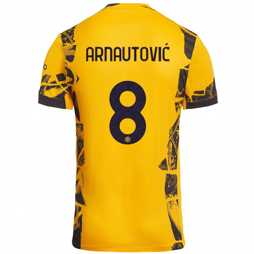 Niño Fútbol Camiseta Marko Arnautovic #8 Dorado Negro Equipación Tercera 2024/25 México