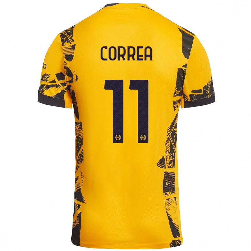 Niño Fútbol Camiseta Joaquín Correa #11 Dorado Negro Equipación Tercera 2024/25 México