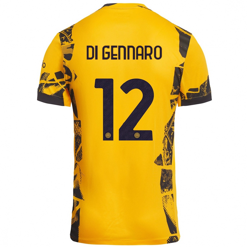 Niño Fútbol Camiseta Raffaele Di Gennaro #12 Dorado Negro Equipación Tercera 2024/25 México