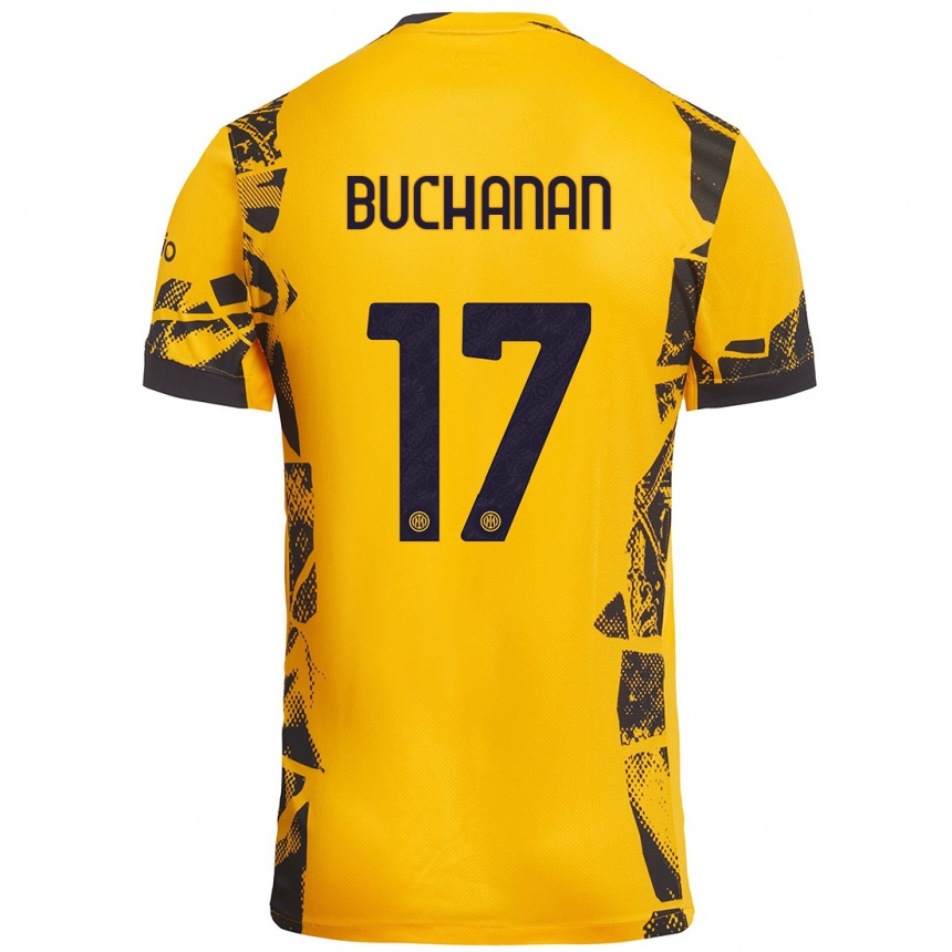 Niño Fútbol Camiseta Tajon Buchanan #17 Dorado Negro Equipación Tercera 2024/25 México