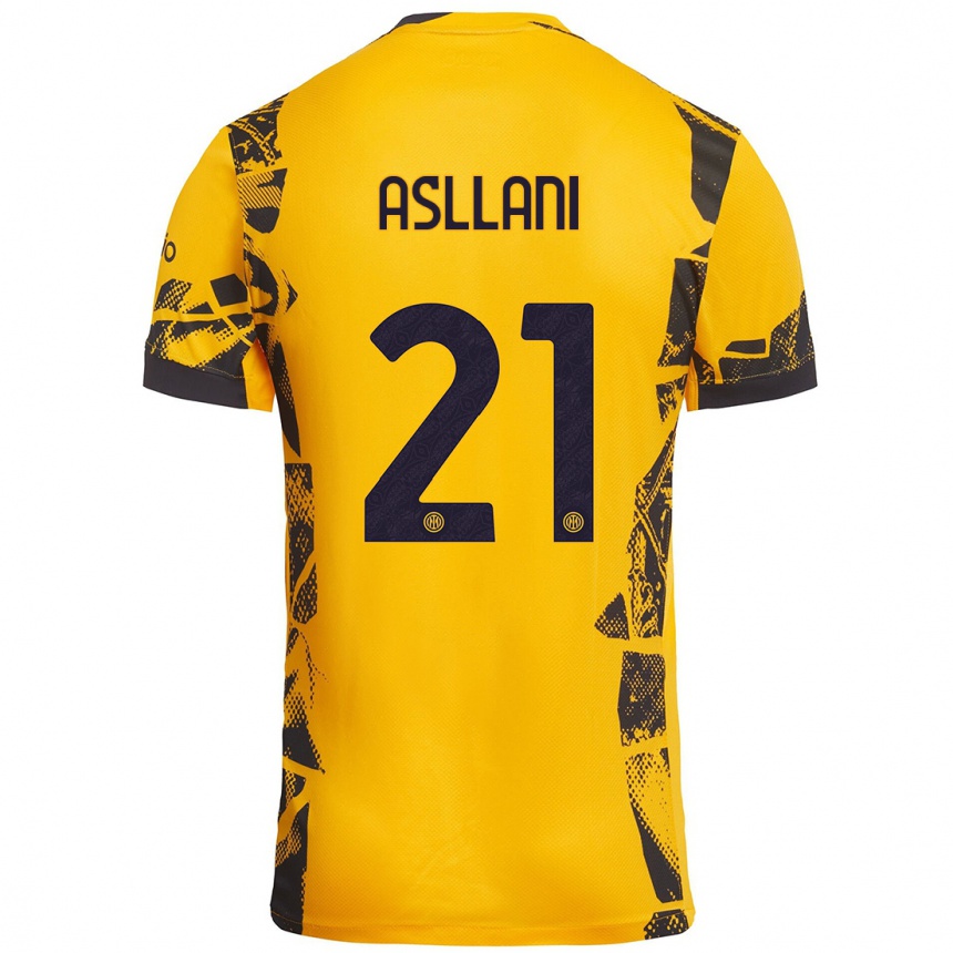 Niño Fútbol Camiseta Kristjan Asllani #21 Dorado Negro Equipación Tercera 2024/25 México