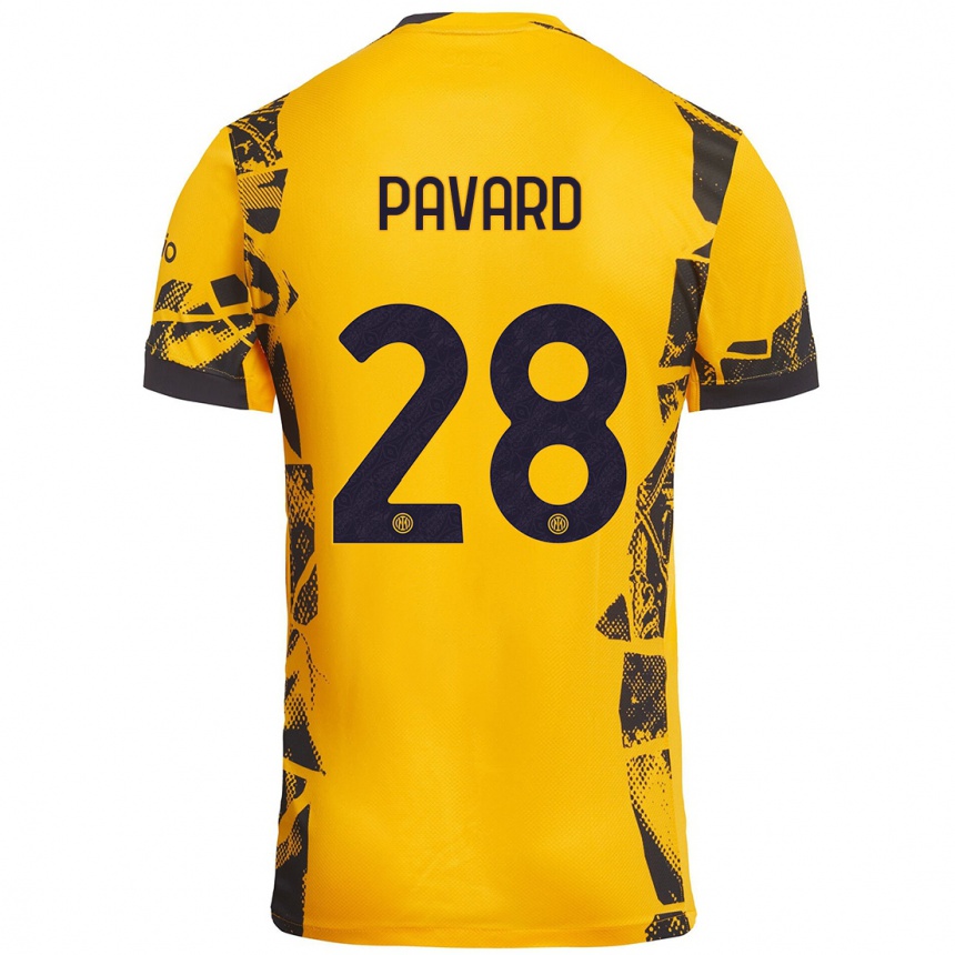 Niño Fútbol Camiseta Benjamin Pavard #28 Dorado Negro Equipación Tercera 2024/25 México