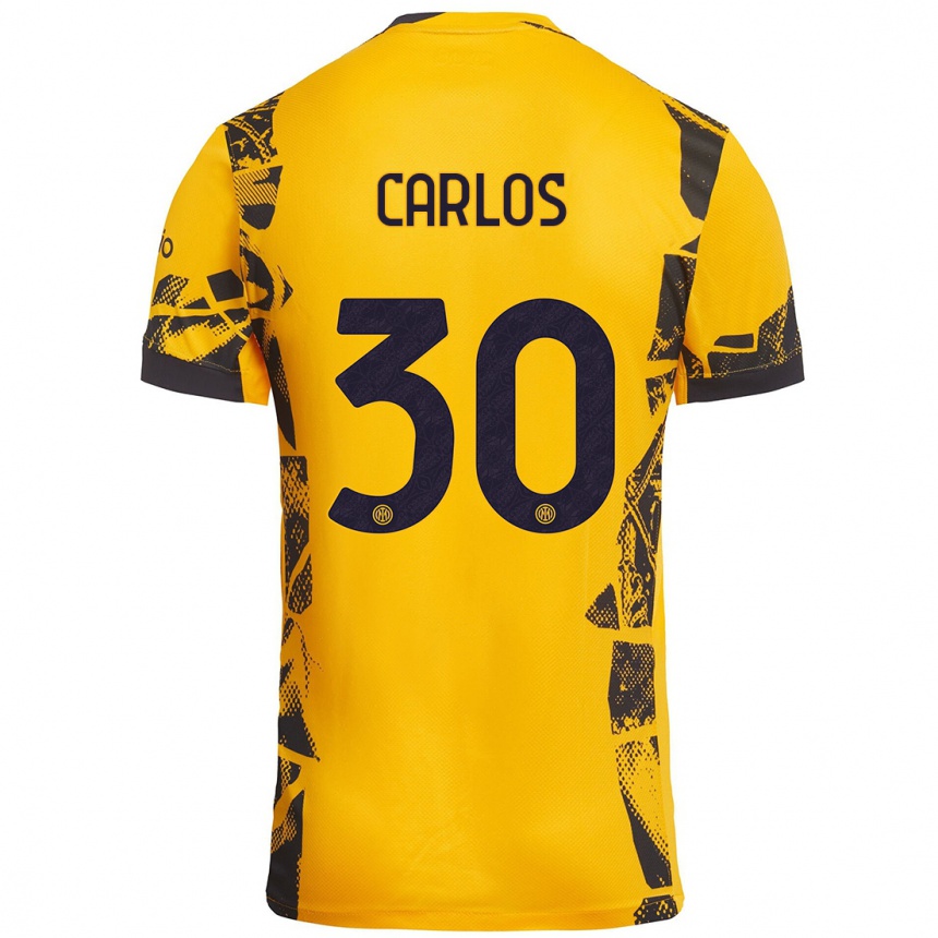 Niño Fútbol Camiseta Carlos Augusto #30 Dorado Negro Equipación Tercera 2024/25 México