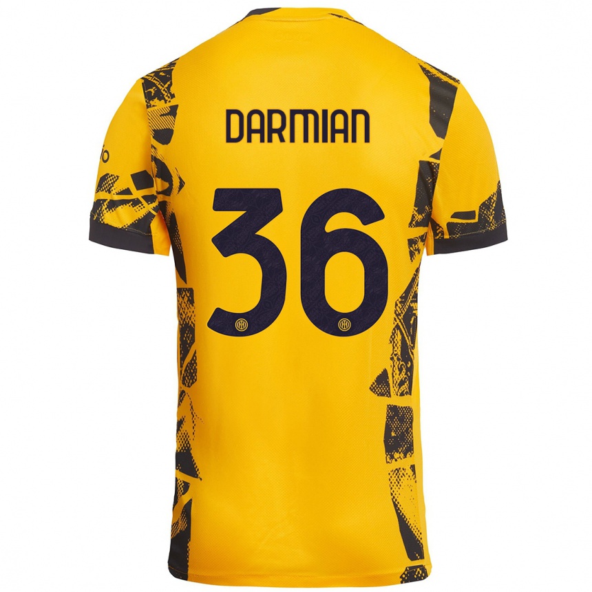 Niño Fútbol Camiseta Matteo Darmian #36 Dorado Negro Equipación Tercera 2024/25 México