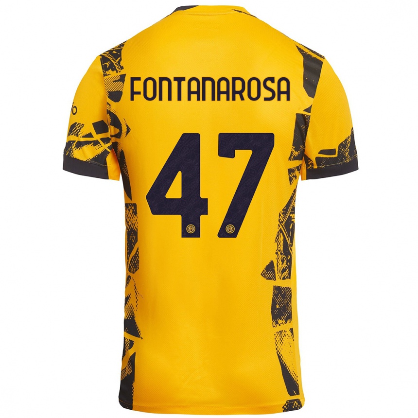 Niño Fútbol Camiseta Alessandro Fontanarosa #47 Dorado Negro Equipación Tercera 2024/25 México