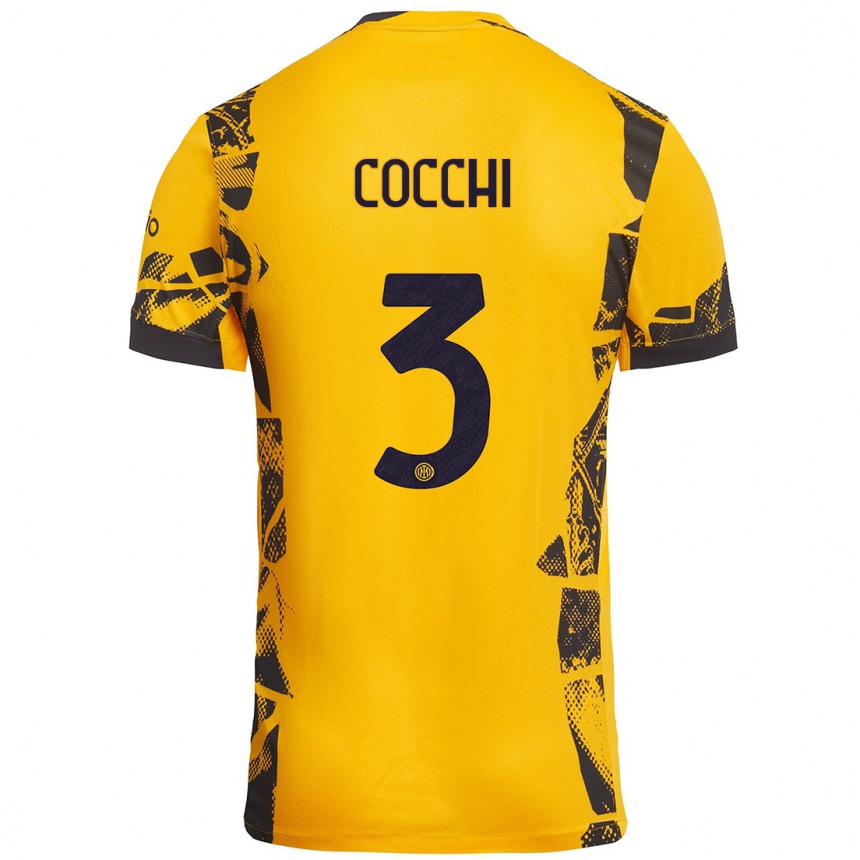 Niño Fútbol Camiseta Matteo Cocchi #3 Dorado Negro Equipación Tercera 2024/25 México