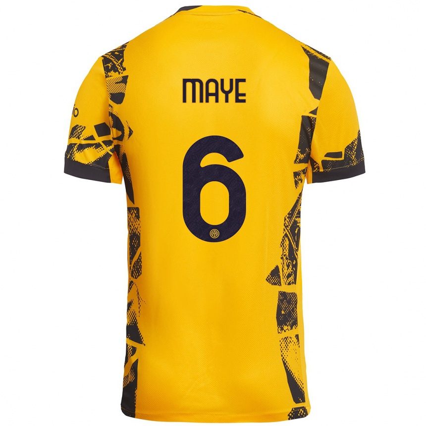 Niño Fútbol Camiseta Yvan Maye #6 Dorado Negro Equipación Tercera 2024/25 México