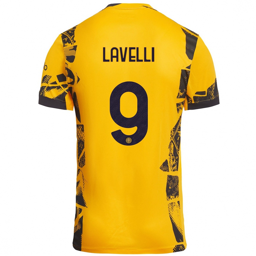 Niño Fútbol Camiseta Matteo Lavelli #9 Dorado Negro Equipación Tercera 2024/25 México