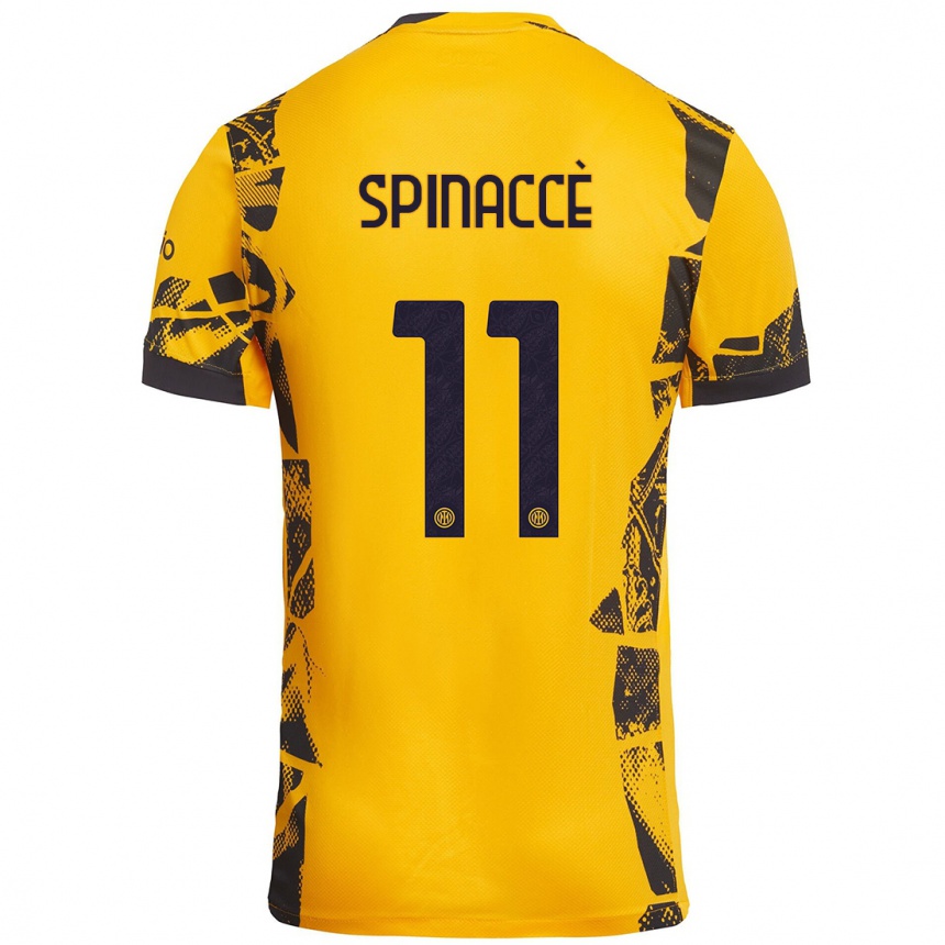 Niño Fútbol Camiseta Matteo Spinaccè #11 Dorado Negro Equipación Tercera 2024/25 México