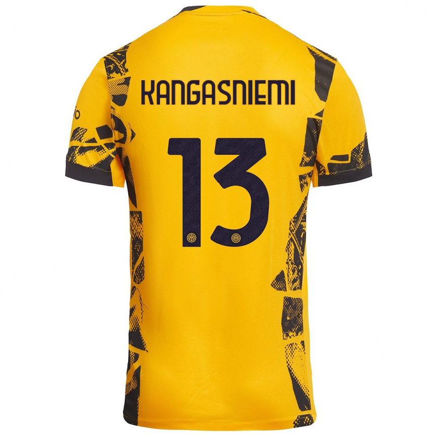 Niño Fútbol Camiseta Ilari Kangasniemi #13 Dorado Negro Equipación Tercera 2024/25 México