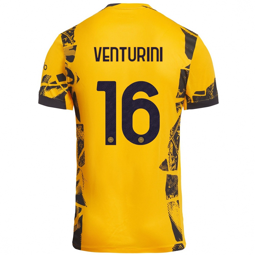 Niño Fútbol Camiseta Matteo Venturini #16 Dorado Negro Equipación Tercera 2024/25 México