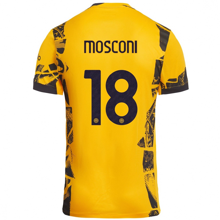 Niño Fútbol Camiseta Mattia Mosconi #18 Dorado Negro Equipación Tercera 2024/25 México