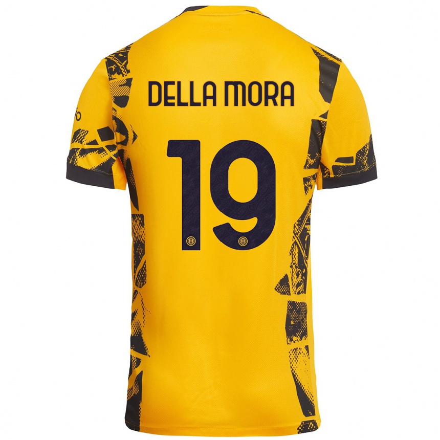 Niño Fútbol Camiseta Tommaso Della Mora #19 Dorado Negro Equipación Tercera 2024/25 México