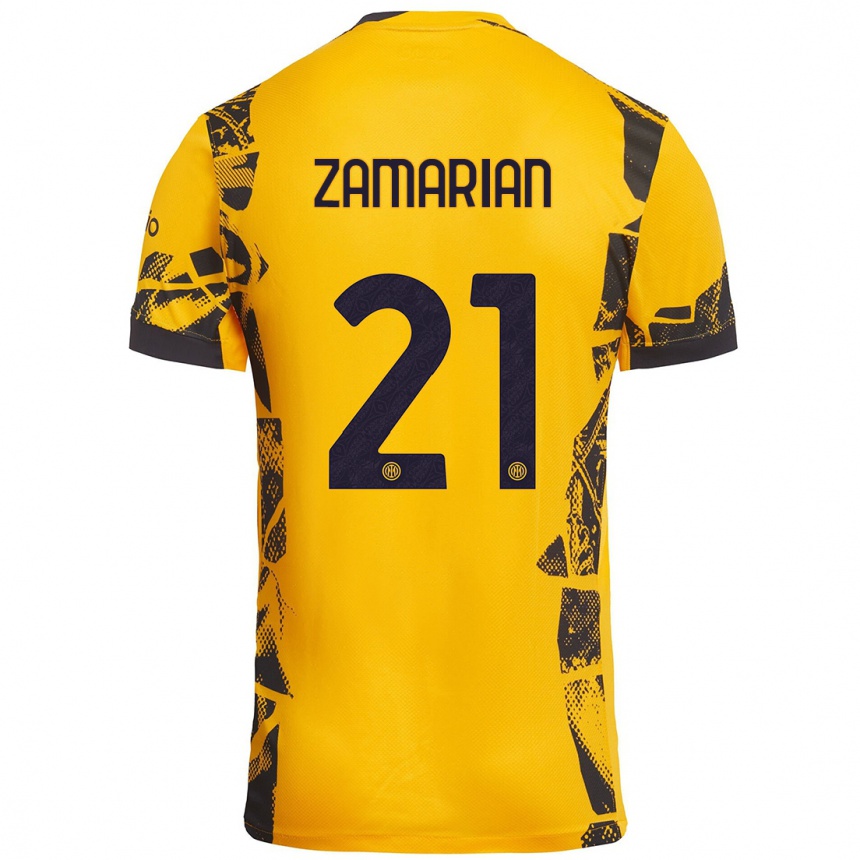 Niño Fútbol Camiseta Matteo Zamarian #21 Dorado Negro Equipación Tercera 2024/25 México