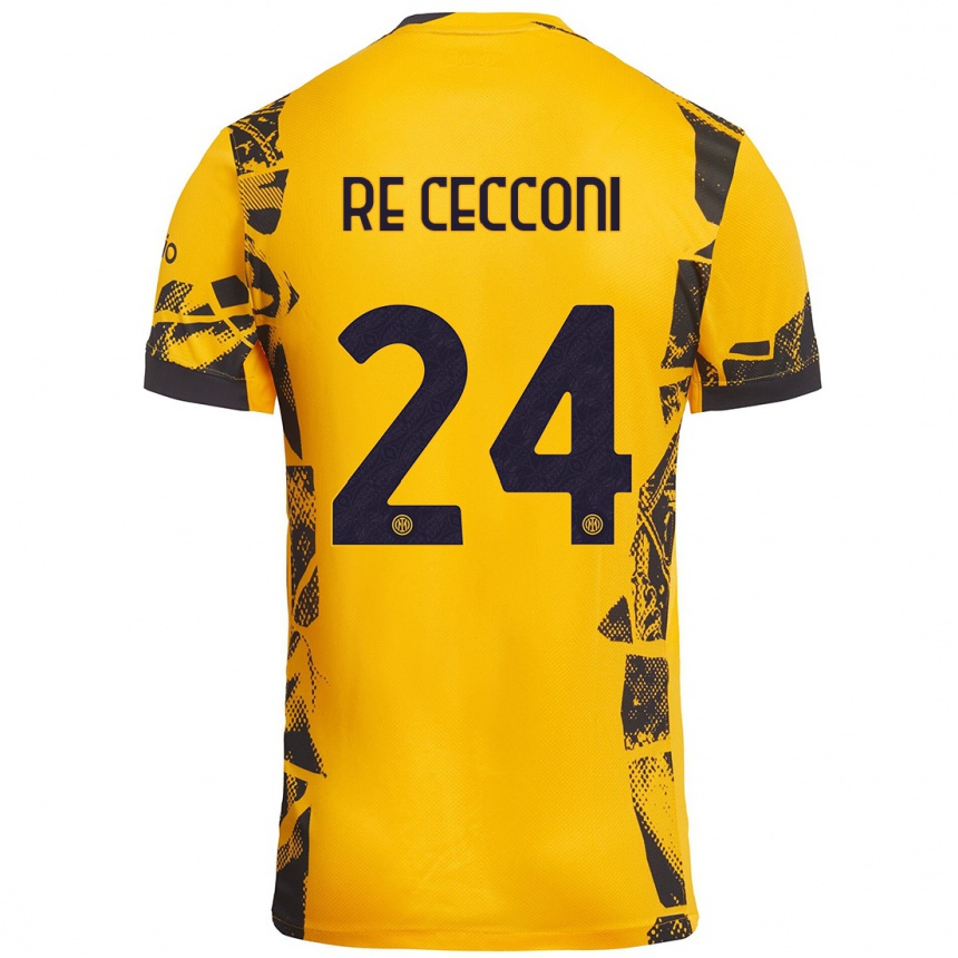 Niño Fútbol Camiseta Gabriele Re Cecconi #24 Dorado Negro Equipación Tercera 2024/25 México