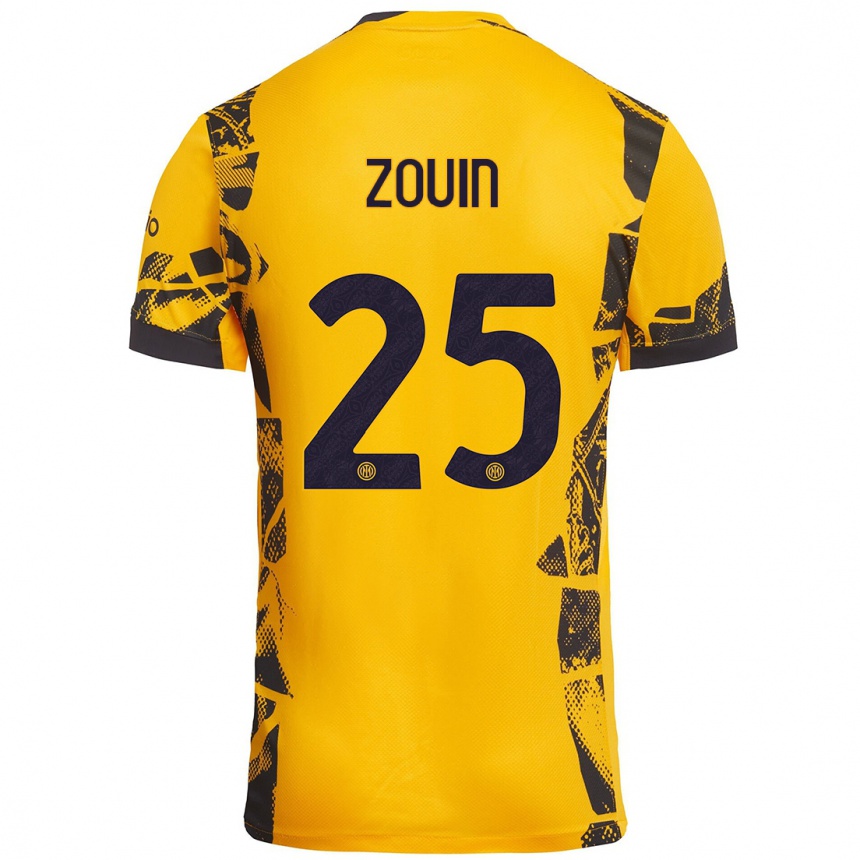 Niño Fútbol Camiseta Aymen Zouin #25 Dorado Negro Equipación Tercera 2024/25 México