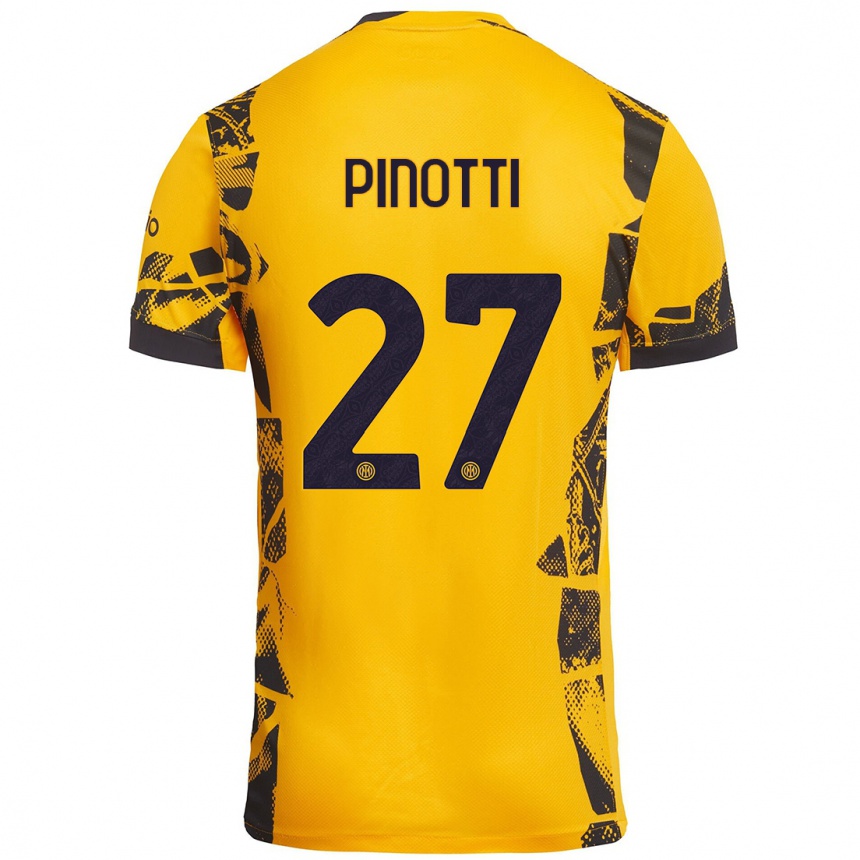 Niño Fútbol Camiseta Manuel Pinotti #27 Dorado Negro Equipación Tercera 2024/25 México