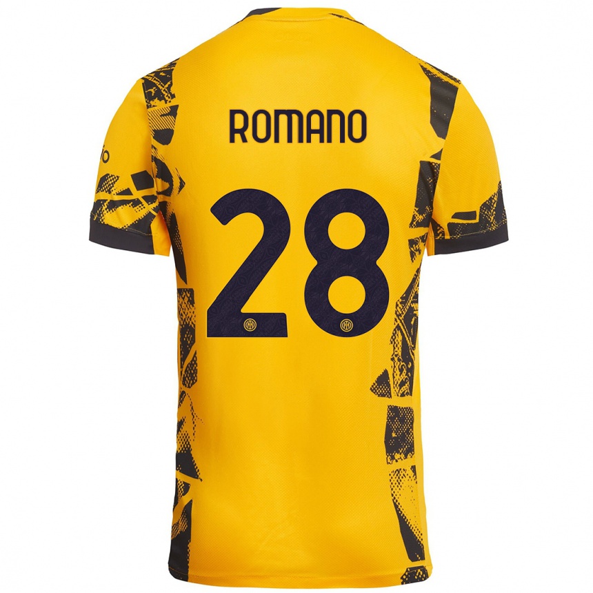 Niño Fútbol Camiseta Thiago Romano #28 Dorado Negro Equipación Tercera 2024/25 México