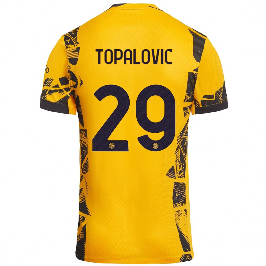 Niño Fútbol Camiseta Luka Topalovic #29 Dorado Negro Equipación Tercera 2024/25 México