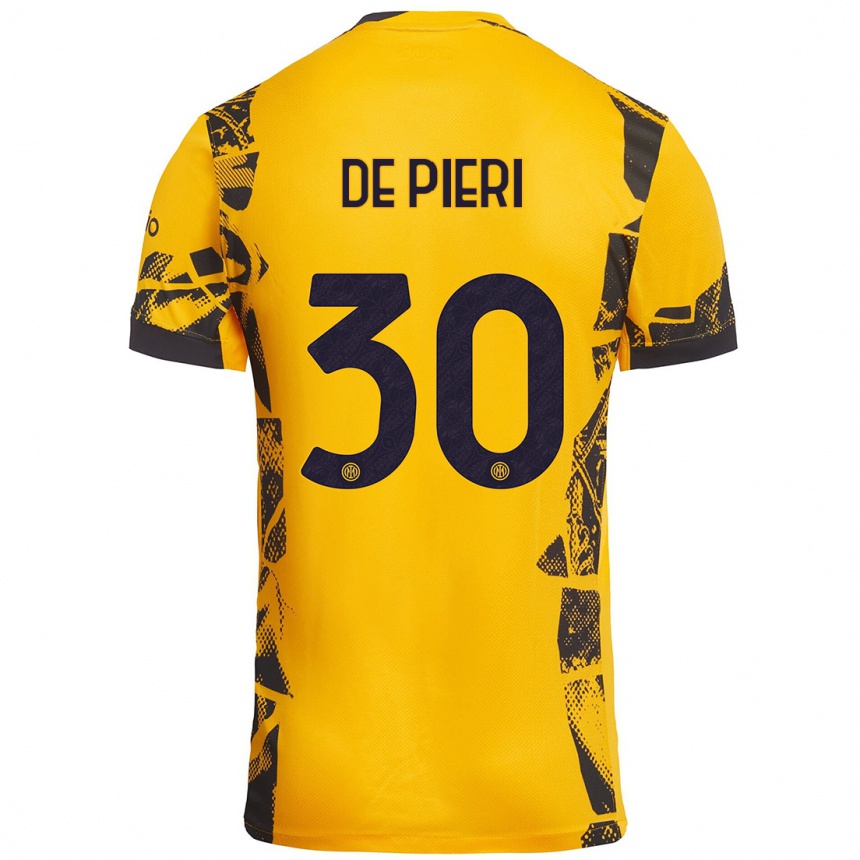 Niño Fútbol Camiseta Giacomo De Pieri #30 Dorado Negro Equipación Tercera 2024/25 México