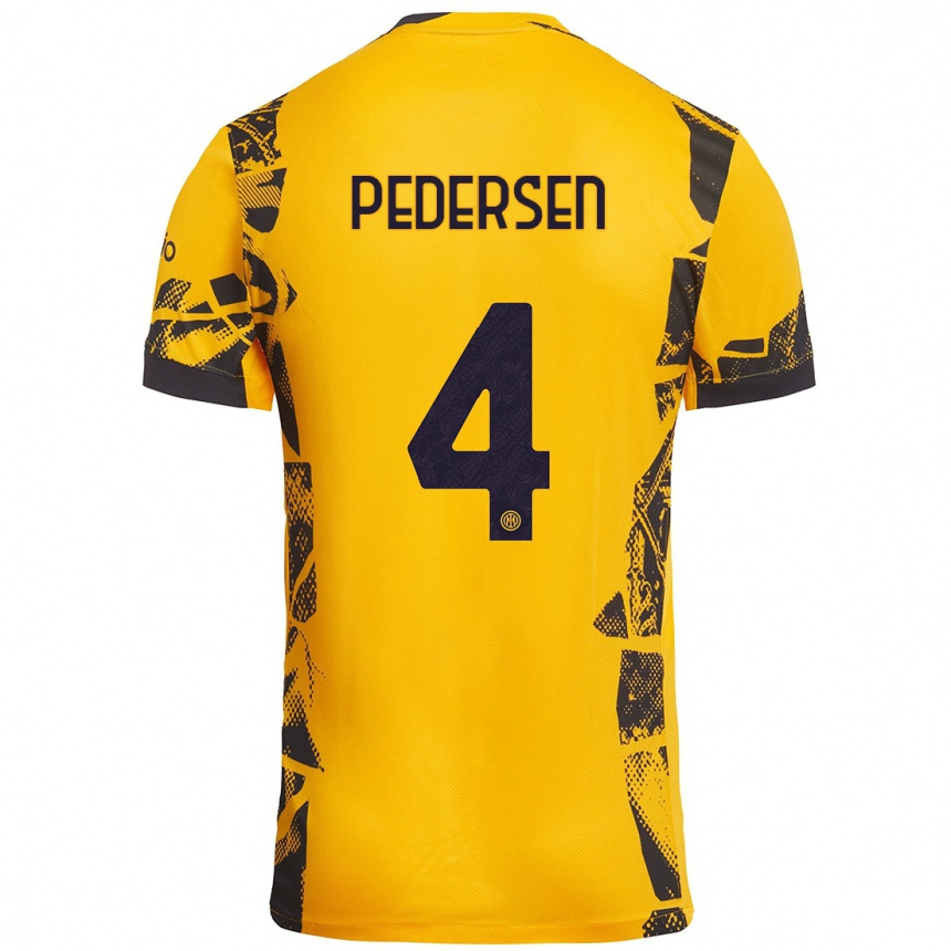 Niño Fútbol Camiseta Sofie Junge Pedersen #4 Dorado Negro Equipación Tercera 2024/25 México