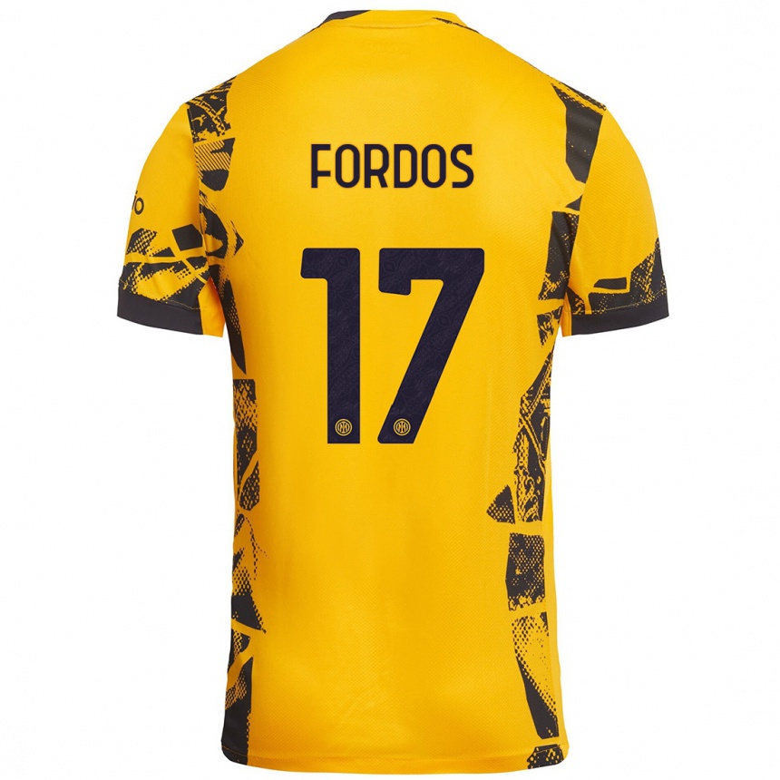 Niño Fútbol Camiseta Beatrix Fördős #17 Dorado Negro Equipación Tercera 2024/25 México