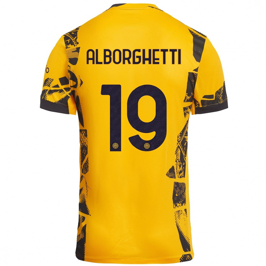 Niño Fútbol Camiseta Lisa Alborghetti #19 Dorado Negro Equipación Tercera 2024/25 México