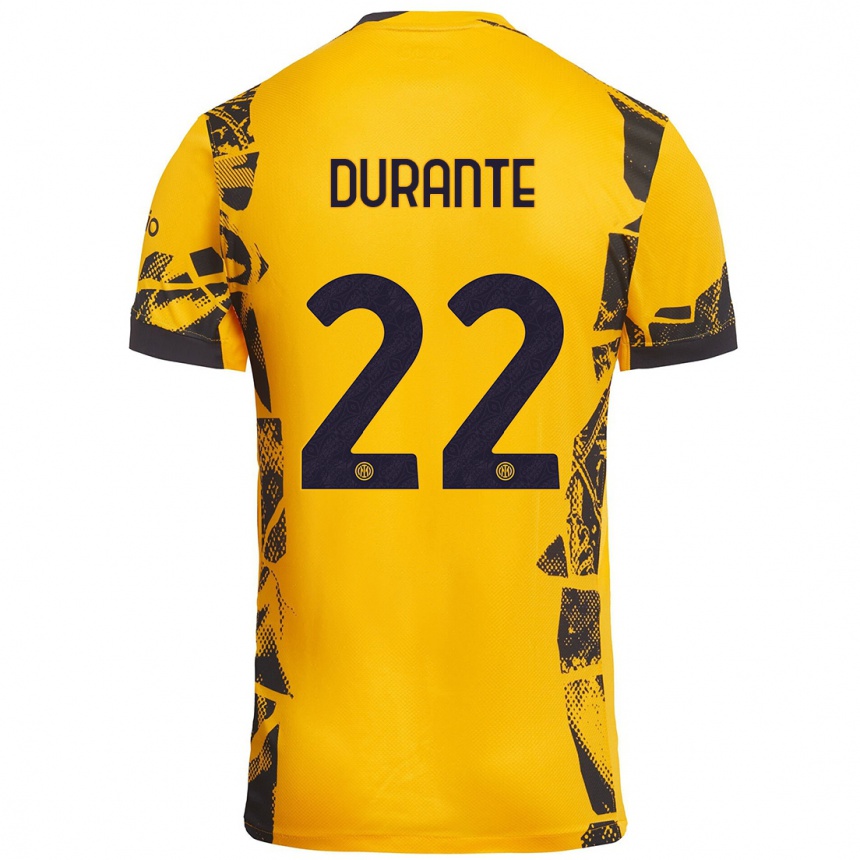 Niño Fútbol Camiseta Francesca Durante #22 Dorado Negro Equipación Tercera 2024/25 México