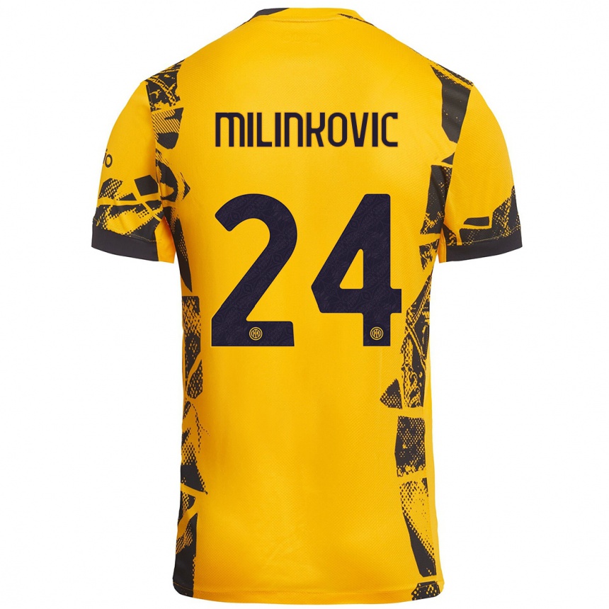 Niño Fútbol Camiseta Marija Milinković #24 Dorado Negro Equipación Tercera 2024/25 México