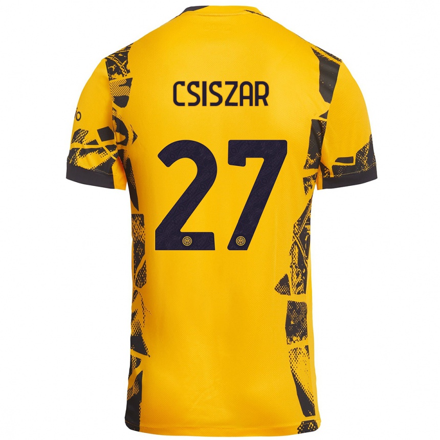 Niño Fútbol Camiseta Henrietta Csiszár #27 Dorado Negro Equipación Tercera 2024/25 México