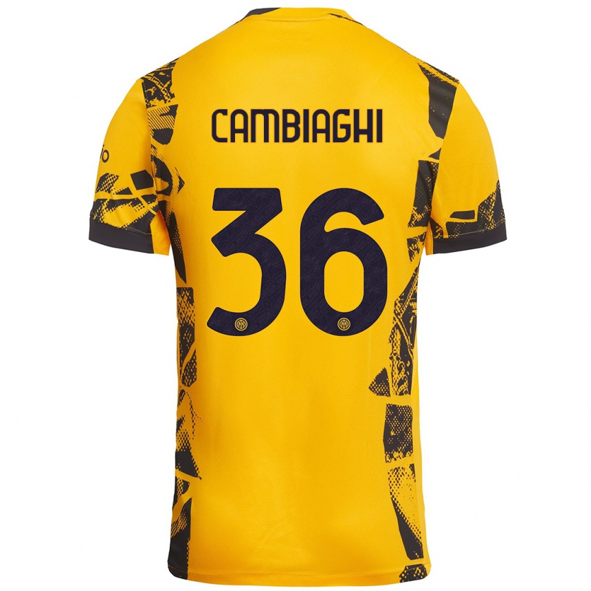 Niño Fútbol Camiseta Michela Cambiaghi #36 Dorado Negro Equipación Tercera 2024/25 México