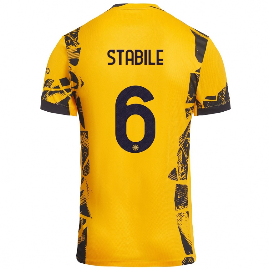 Niño Fútbol Camiseta Giacomo Stabile #6 Dorado Negro Equipación Tercera 2024/25 México