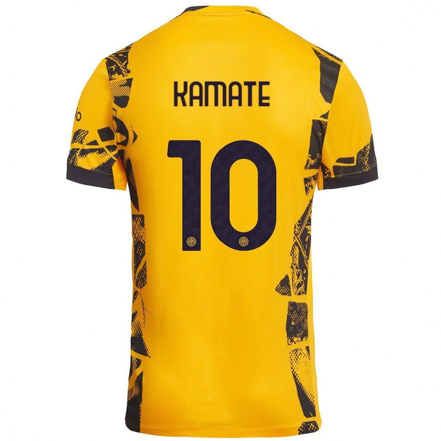 Niño Fútbol Camiseta Issiaka Kamate #10 Dorado Negro Equipación Tercera 2024/25 México