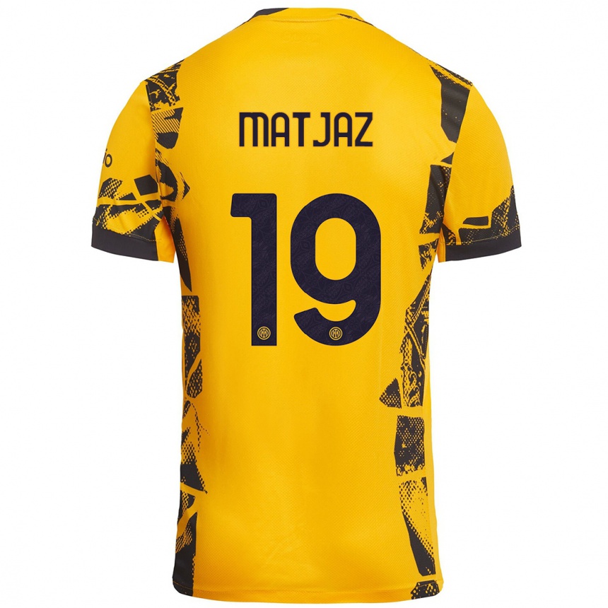 Niño Fútbol Camiseta Samo Matjaz #19 Dorado Negro Equipación Tercera 2024/25 México