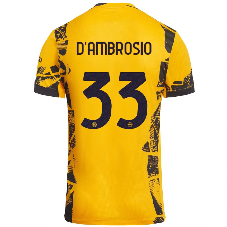 Niño Fútbol Camiseta Danilo D'ambrosio #33 Dorado Negro Equipación Tercera 2024/25 México