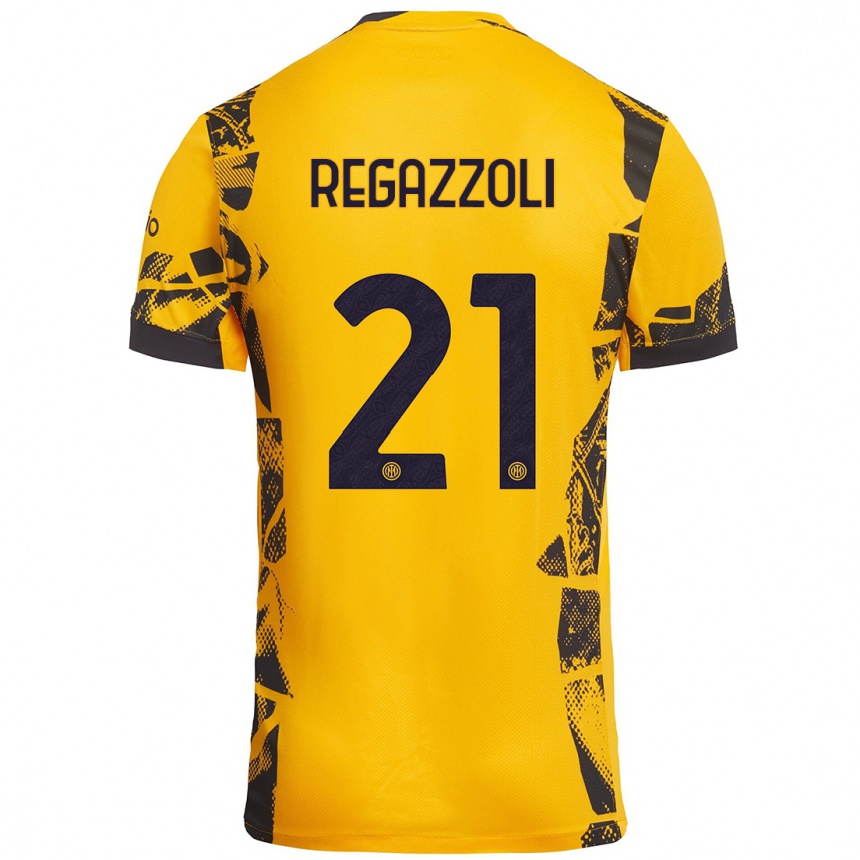 Niño Fútbol Camiseta Alice Regazzoli #21 Dorado Negro Equipación Tercera 2024/25 México