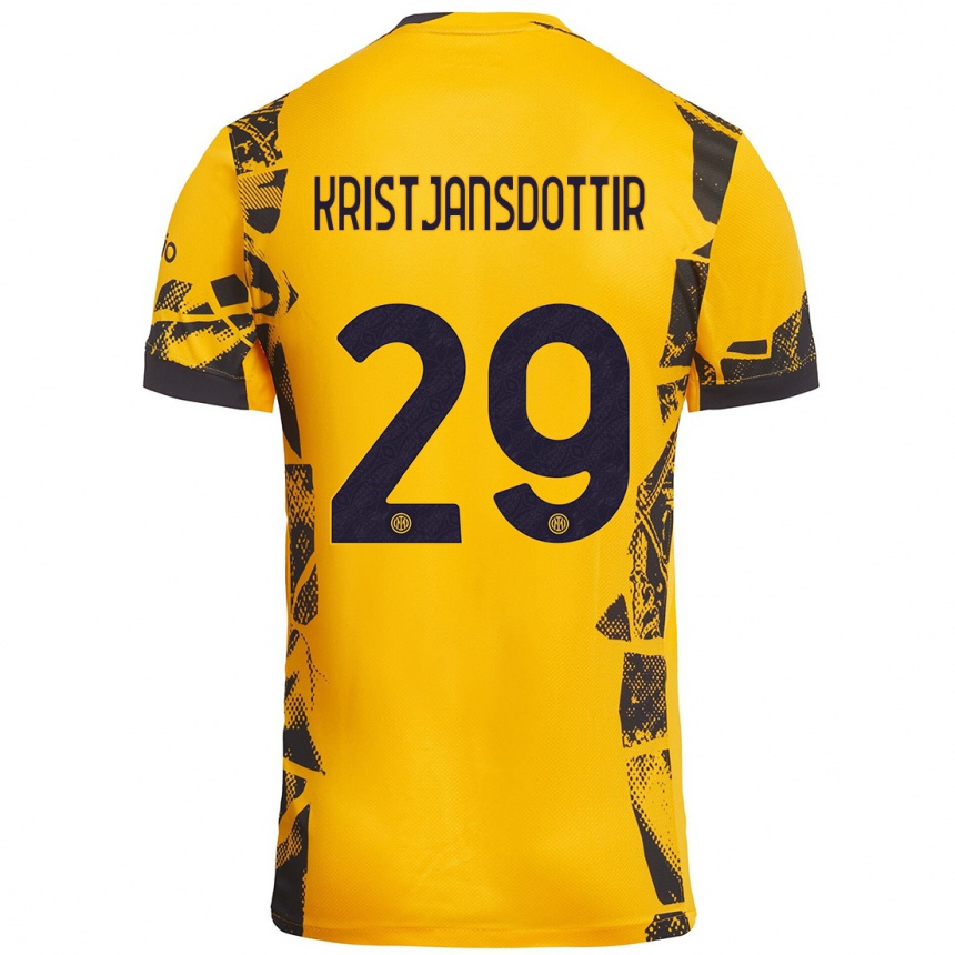 Niño Fútbol Camiseta Anna Bjork Kristjansdottir #29 Dorado Negro Equipación Tercera 2024/25 México