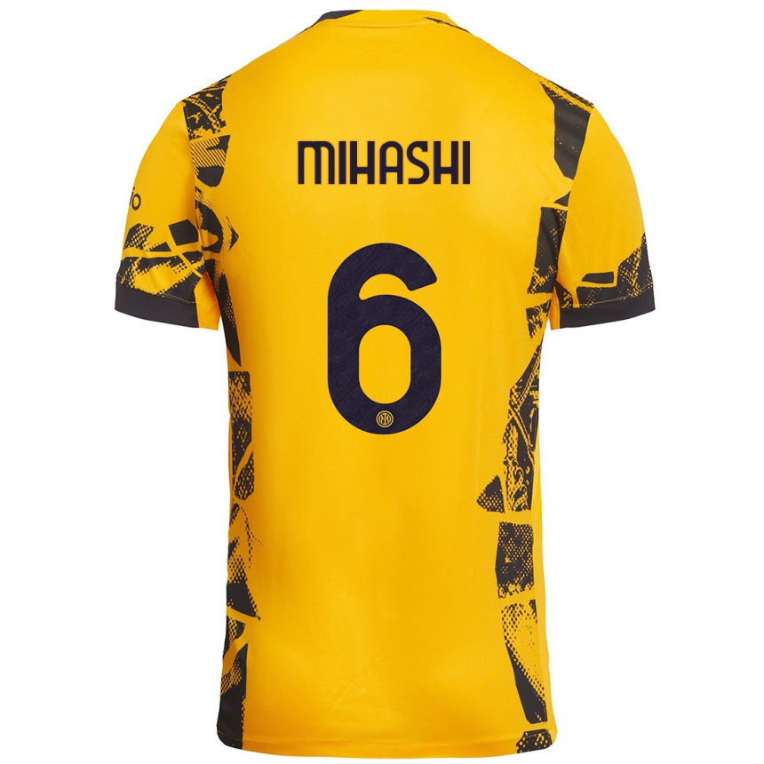 Niño Fútbol Camiseta Mana Mihashi #6 Dorado Negro Equipación Tercera 2024/25 México