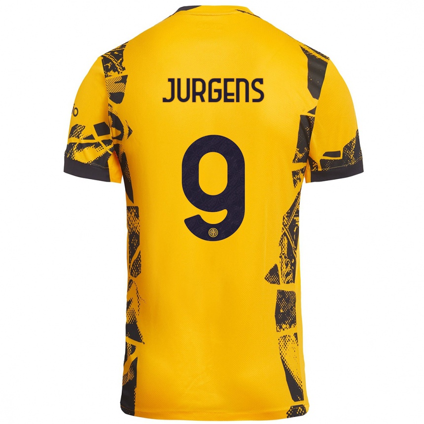 Niño Fútbol Camiseta Oliver Jurgens #9 Dorado Negro Equipación Tercera 2024/25 México