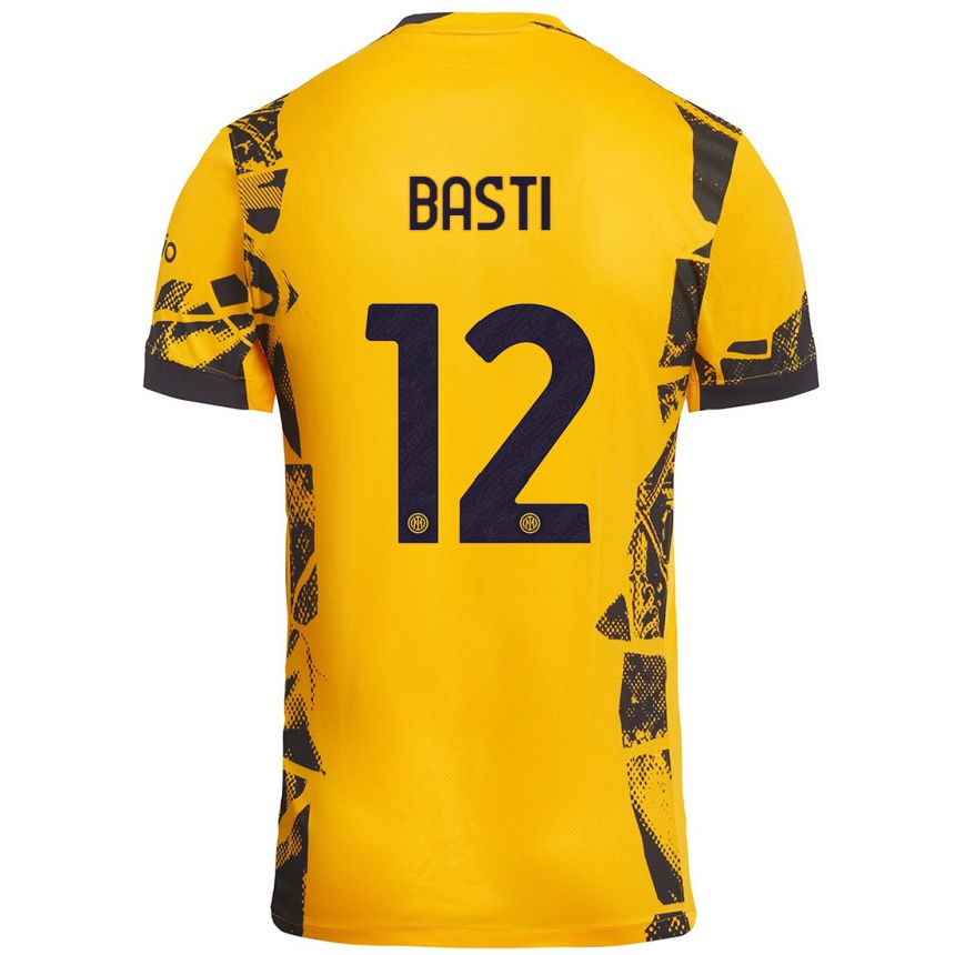 Niño Fútbol Camiseta Matteo Basti #12 Dorado Negro Equipación Tercera 2024/25 México